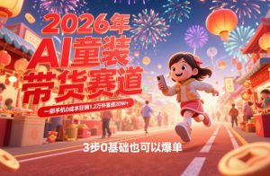 AI童装新春带货赛道，一部手机0成本狂销1.2万件喜提20W+，3步0基础也可以爆单-一米创业记