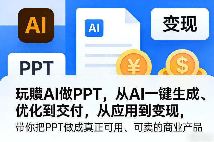 玩賺AI做PPT，从AI一键生成、优化到交付，从应用到变现，带你把PPT做成真正可用、可卖的商业产品-一米创业记