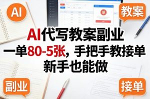 AI代写教案副业，一单80-5张，手把手教接单，新手也能做-一米创业记