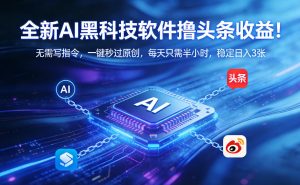 全新AI黑科技软件撸头条收益！无需写指令，一键秒过原创，每天只需半小时，稳定日入3张【揭秘】-一米创业记