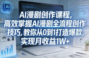 某社群AI漫剧创作课程,高效掌握AI漫剧全流程创作技巧,教你从0到1打造爆款,实现月收益1W+-一米创业记