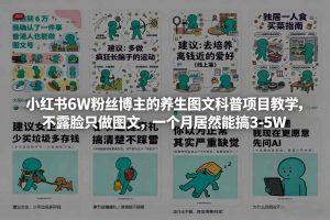 小红书6W粉丝博主的养生图文科普项目教学，不露脸只做图文，一个月居然能搞3-5W-一米创业记