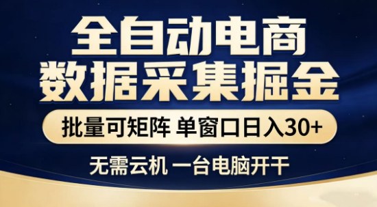 独家电商数据全自动采集项目，批量可矩阵，单窗口轻松日入3张+【揭秘】-一米创业记