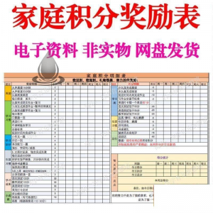 B267家庭积分奖励儿童惩罚积分表小学生儿童自律表可打印电子模板-淘宝虚拟宝库