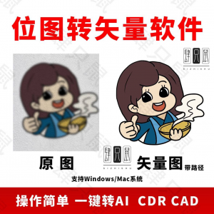 图片位图转矢量ai/cdr/cad软件logo自动抠图高清线条路径雕刻制作-淘宝虚拟宝库