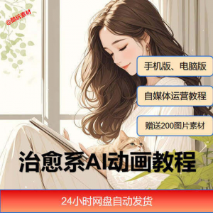 治愈系AI插画动画视频制作教程课程素材自媒体运营小白学习必备-淘宝虚拟宝库
