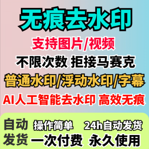 视频去水印软件无痕消除文字AI去除图片字幕水印处理手机电脑神器-淘宝虚拟宝库