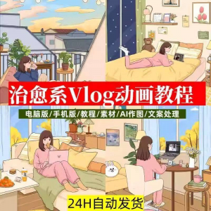 治愈系动画视频插画教程AI绘画动态情感唯美vlog镜头剪辑课程素材-淘宝虚拟宝库