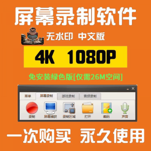 电脑高清1080P录屏录制软件屏幕视频声音录像工具4K无水印mp4格式-淘宝虚拟宝库