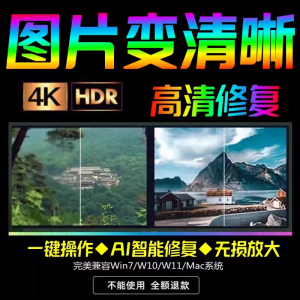 智能AI：图片相片模糊变清晰/高清修复无损放大/黑白上色彩色软件-淘宝虚拟宝库