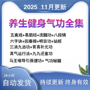 2025健身气功八段锦视频教程五禽戏六字诀易筋经养生功法教学站桩-淘宝虚拟宝库