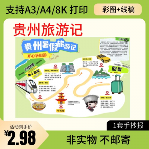 贵州旅行记手账手抄报旅游所见贵州名胜古迹假期导游图美食风景-淘宝虚拟宝库