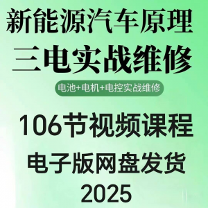 2025年汽车新能源汽车三电实战维修汽修视频课程106节网盘素材-淘宝虚拟宝库