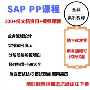 SAP教程视频教程PP生产计划模块视频教程-淘宝虚拟宝库