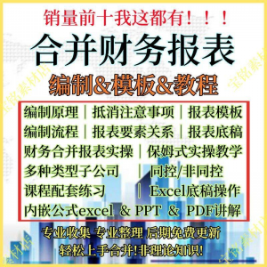 合并财务报表实操教程视频企业分录抵销现金流量表编制模板课程-淘宝虚拟宝库