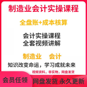 工厂制造业企业会计实操课程视频全盘账成本核算纳税申报成本教程-淘宝虚拟宝库