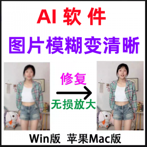 模糊变清晰无失真放大AI图片修覆软体高清4k相片8k图像增强智能降-淘宝虚拟宝库