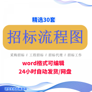 招标流程图word模板采购房地产工程通用招标程序工作流程图可编辑-淘宝虚拟宝库