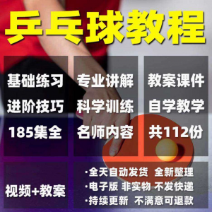 乒乓球教程少儿成人直拍横拍训练方法技巧自学教学教案视频课程-淘宝虚拟宝库